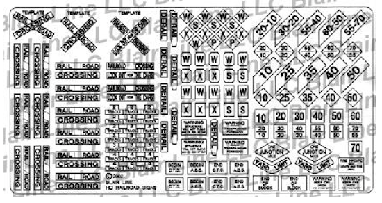 Blair Line N Scale Highway Signs: Railroad Signs (1900-Present; black, white) – 001 — exact product reference