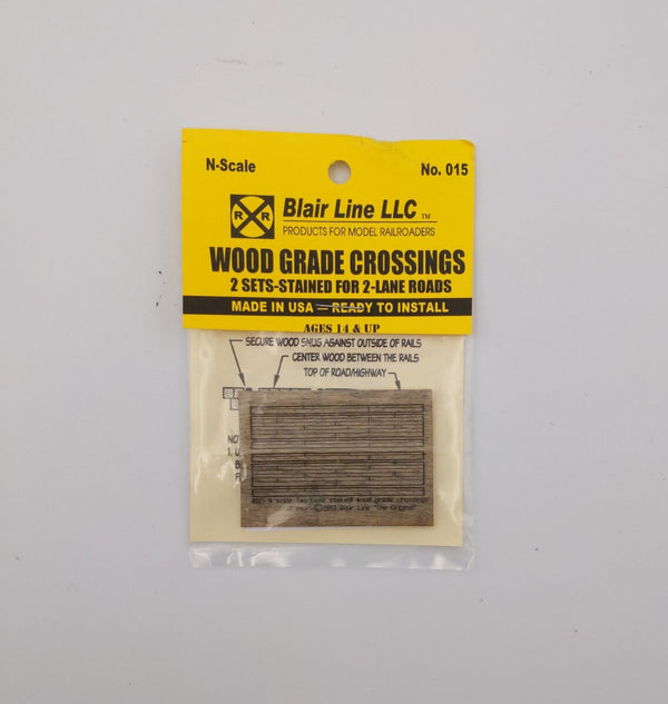 Blair Line N Scale Wood 2-Lane Straight Grade Crossing 2-Pack – 015