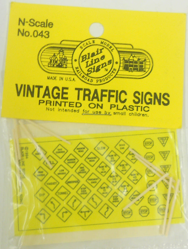 Blair Line N Scale Vintage Highway Warning Signs – 043