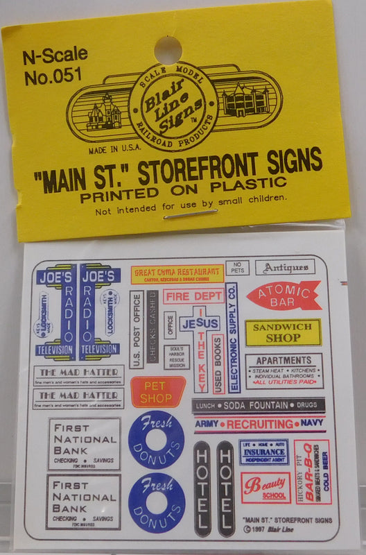Blair Line N Scale Storefront No. 1 Signs – 051