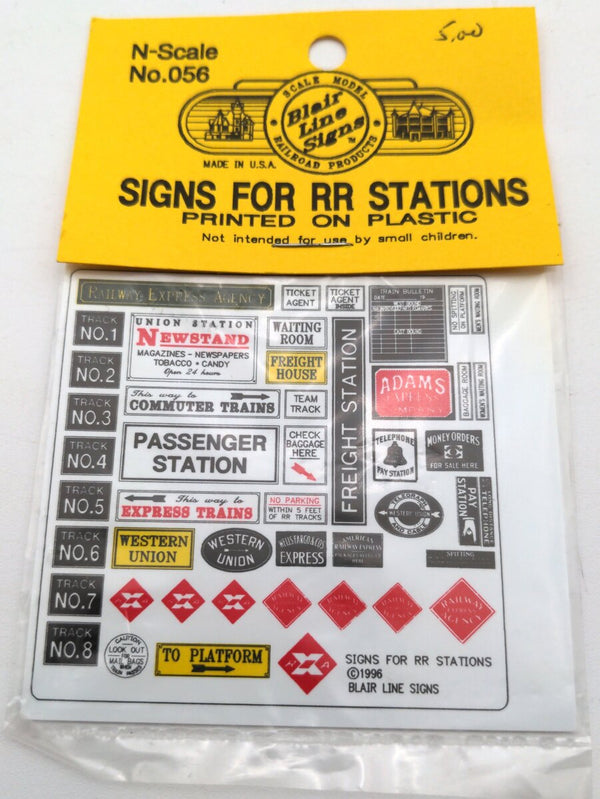 Blair Line N Scale Railroad Stations & Depots Signs – 056