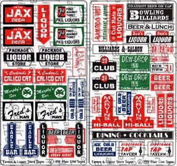 Blair Line N Scale Tavern & Liquor Store Signs – 059