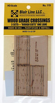 Blair Line HO Scale Wood One-Lane Rough Crossings – 3 Pack – 119