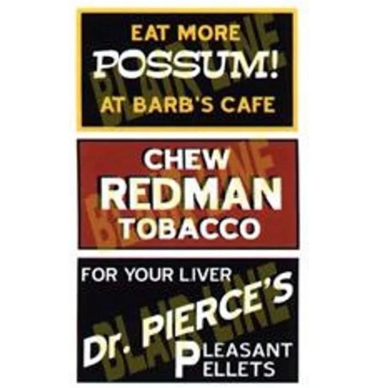 Blair Line N Scale Barn Sign Decals - Set #1 - Eat More Possum, Chew Redman, Dr. Pierce – 1250 — exact product reference
