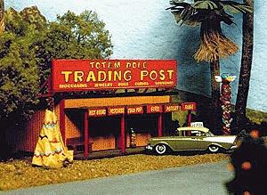 Blair Line 170 HO Tourist Trap building kit shown as an assembled trading post example