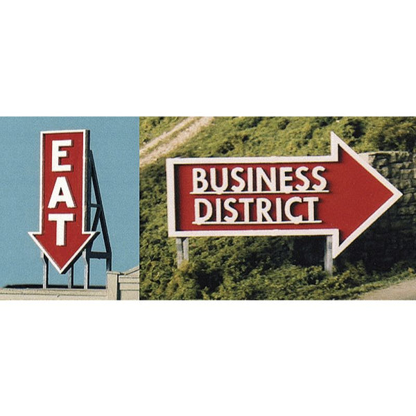 Blair Line Multi Scale Large Laser-Cut Wood Billboard Kit for HO, S and O Scales, Eat & Business District (1 Each of 2 Signs) 3-5/8 x 2-1/8" – 2532 — exact product reference
