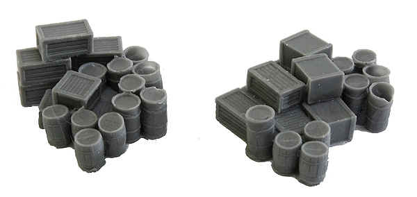 Bar Mills 01001 assorted crates and barrels, two unpainted resin groups