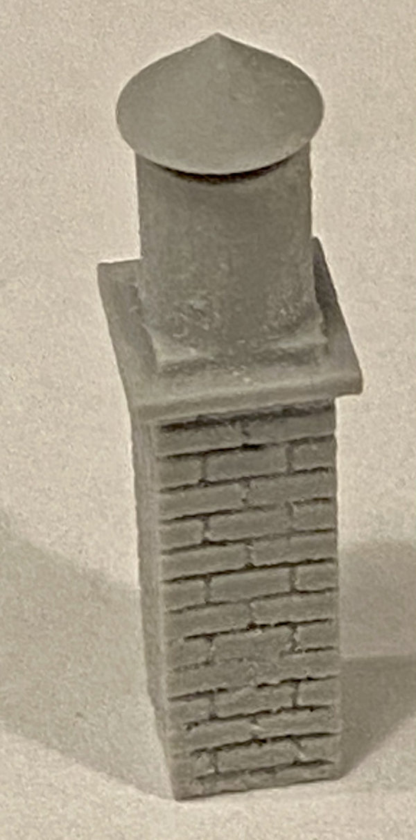 Bar Mills 2039 roof capped chimney resin casting, unpainted manufacturer example