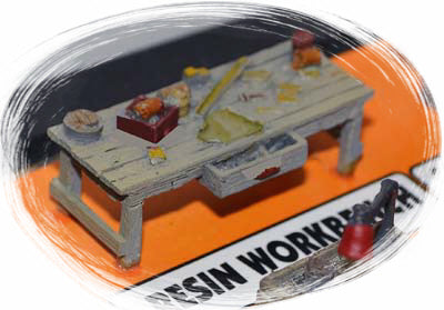 Bar Mills 04008 O scale resin workbench - painted and detailed example