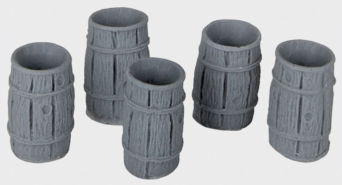 Bar Mills 04029 O scale rain barrels, five unpainted resin castings