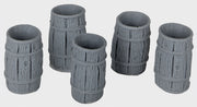 Bar Mills 04029 O scale rain barrels, five unpainted resin castings