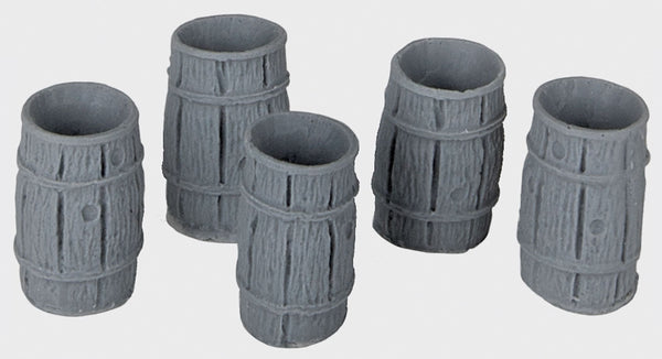 Bar Mills 04029 O scale rain barrels, five unpainted resin castings