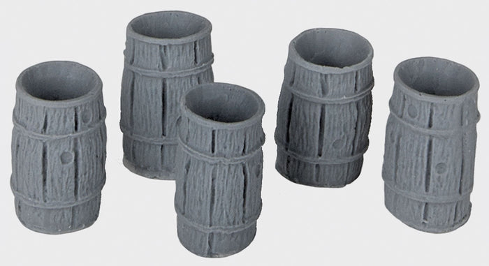 Bar Mills 04029 O scale rain barrels, five unpainted resin castings