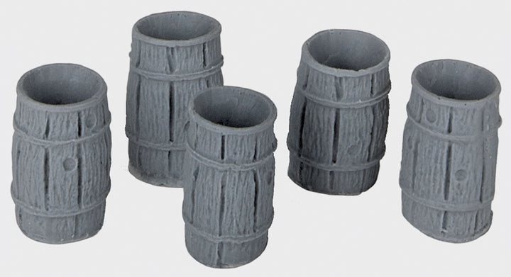 Bar Mills 04029 O scale rain barrels, five unpainted resin castings