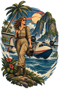 Vintage Aviation Pin-Up T-Shirt – Edition 12 artwork close-up