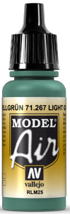 Vallejo Model Air 71.267 Light Green RLM25 17 mL acrylic paint bottle