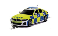 Scalextric C4165 BMW 330i M-Sport Police Edition front three-quarter view