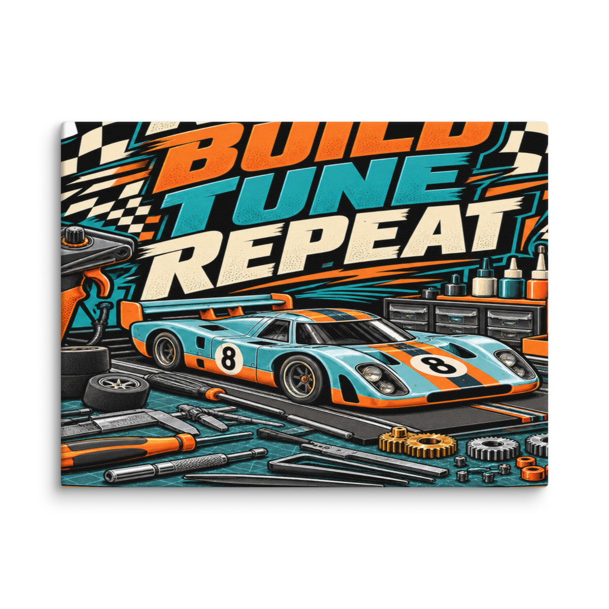 Race Build Tune Repeat Canvas Print product mockup