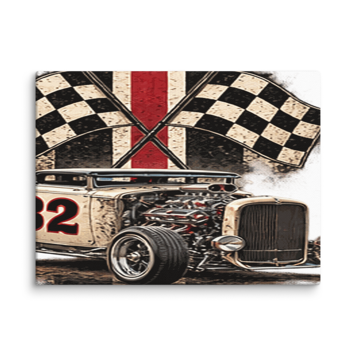 Number 32 Checkered Roadster Canvas Print product mockup