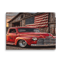 Barn Flag Red Hot Rod Pickup Canvas Print product mockup
