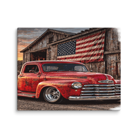 Barn Flag Red Hot Rod Pickup Canvas Print product mockup 2