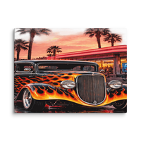 Neon Diner Flame Coupe Canvas Print product mockup 3
