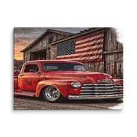 Barn Flag Red Hot Rod Pickup Canvas Print product mockup 3