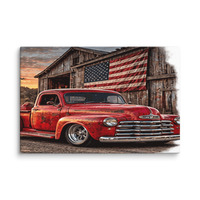 Barn Flag Red Hot Rod Pickup Canvas Print product mockup 4