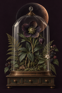 Eclipse Hellebore Gothic Botanical Poster – Dark Academia Wall Art artwork close-up