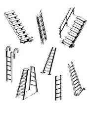 Central Valley HO Steps and Ladders – 4-Sprue Pack 1602 – parts or assembled example