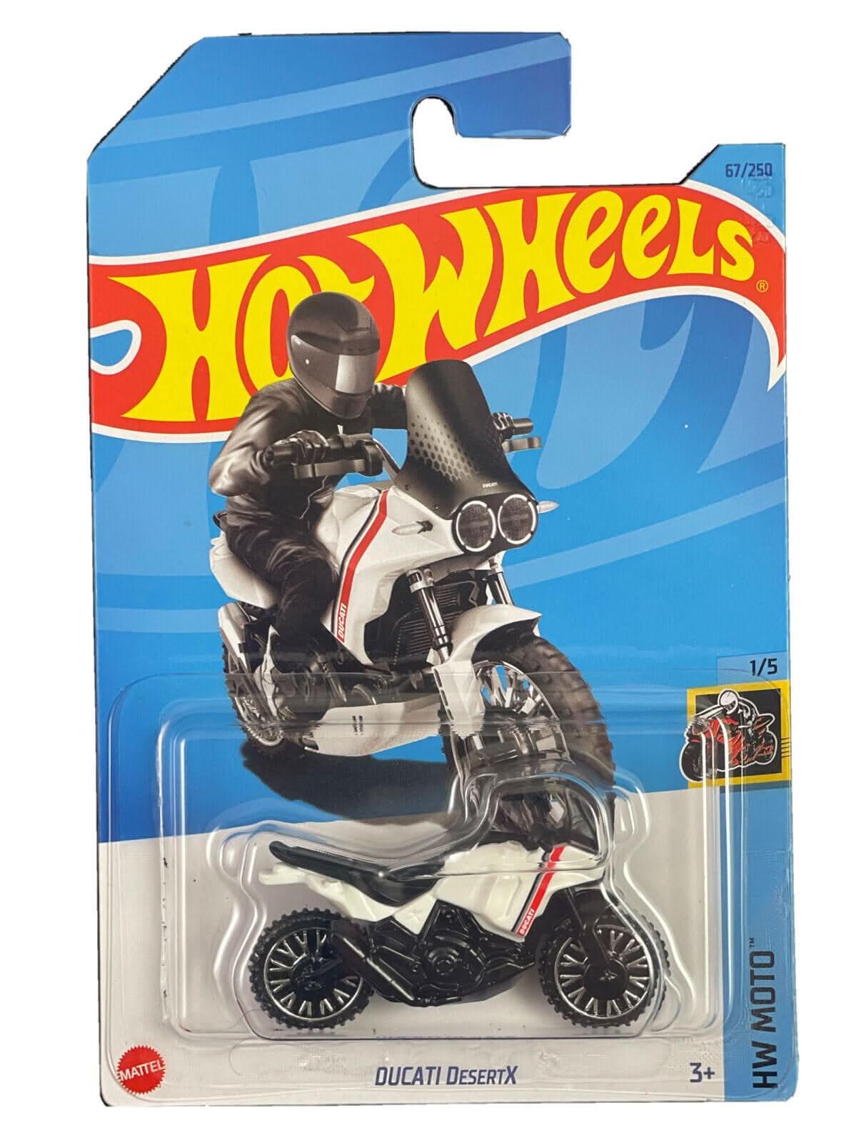 Collectable Carded Hot Wheels 2023 - Ducati DesertX - White and Red