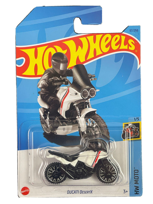 Collectable Carded Hot Wheels 2023 - Ducati DesertX - White and Red