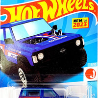 Collectable Carded Hot Wheels 2023 - Nissan Patrol Custom 4x4 - Blue, Red and White