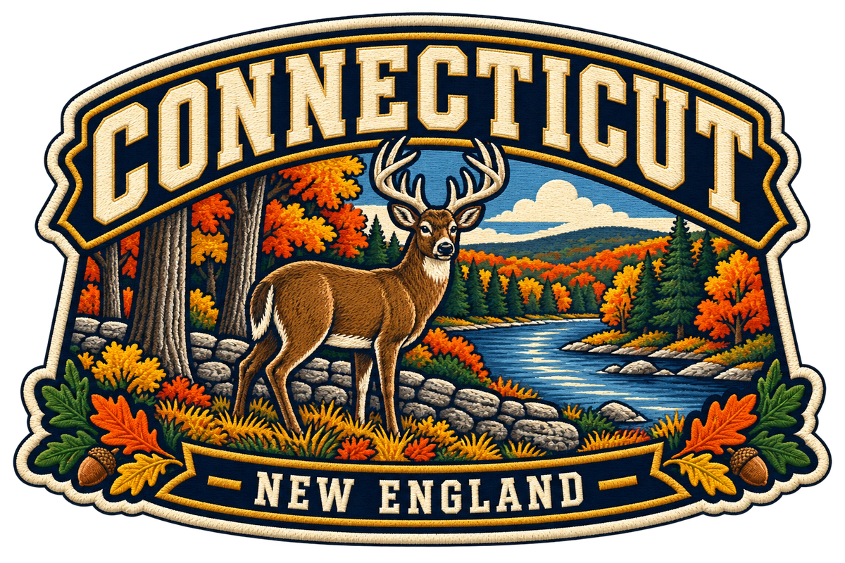 Connecticut heritage badge embroidery artwork