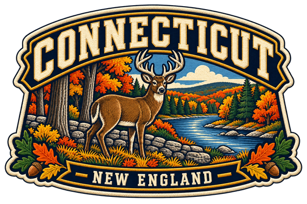 Connecticut heritage badge embroidery artwork