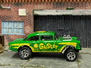 Custom Hot Wheels - 1955 Chevy Gasser - Green and Yellow Guster - Chrome AMR Wheels - Goodyear Slicks