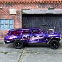 Custom Hot Wheels - 1964 Chevy Nova Station Wagon Gasser - Super Nova Purple - Black Mag Wheels - Big Rubber Tires