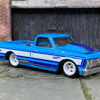 Custom Hot Wheels - 1967 Chevy C10 Truck - Blue and Whitee - White 5 Spoke Wheels - Rubber Tires