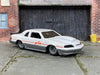 Custom Hot Wheels - 1988 Ford T-Bird Drag Car - White and Gray - Gray 5 Spoke Wheels - Rubber Tires
