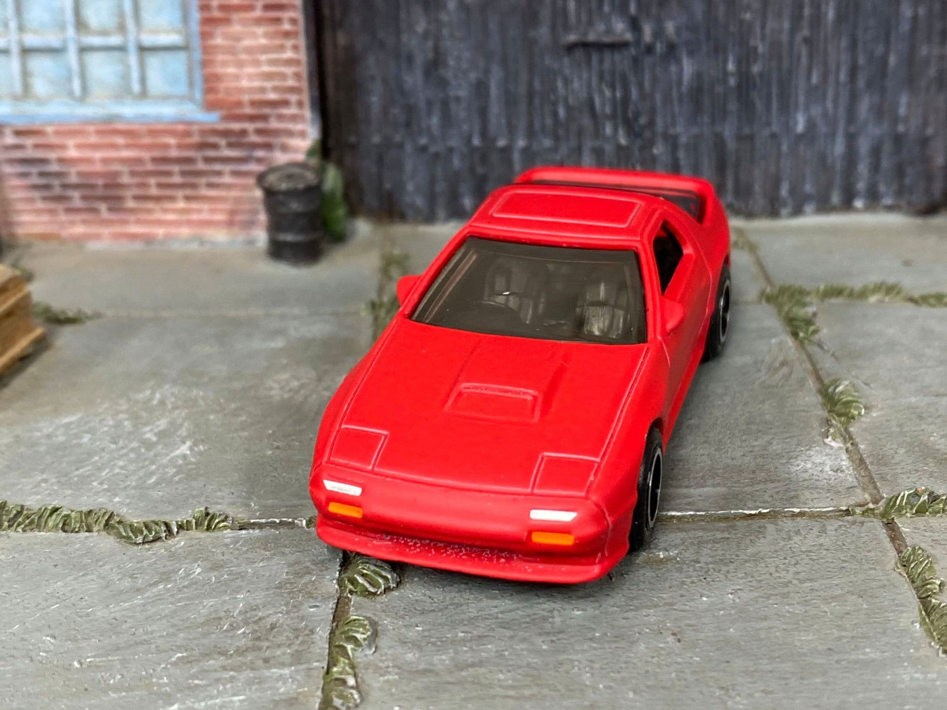 Custom Hot Wheels - 1988 Mazda Savannah RX-7 - Custom Satin Clear Over Red - Black and Chrome Track Wheels - Rubber Tires