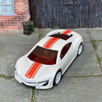 Custom Hot Wheels - 2012 Acura NSX Concept - White and Red - White 6 Spoke Wheels - Rubber Tires