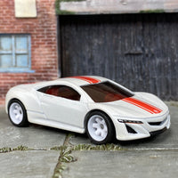 Custom Hot Wheels - 2012 Acura NSX Concept - White and Red - White 6 Spoke Wheels - Rubber Tires