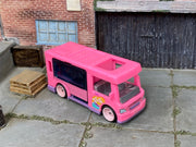 Custom Hot Wheels Barbie Dream Camper – Pink – Pink Wheels – Rubber Tires – three-quarter view
