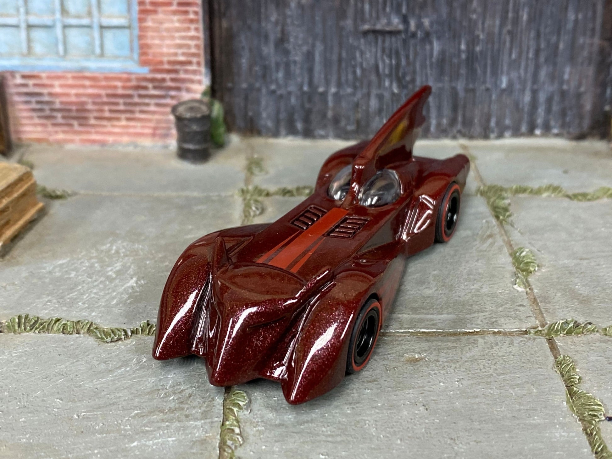 Batmobile Rims Custom Hot Wheels - Batman Batmobile - Burgundy - Black Mag Wheels - R ...