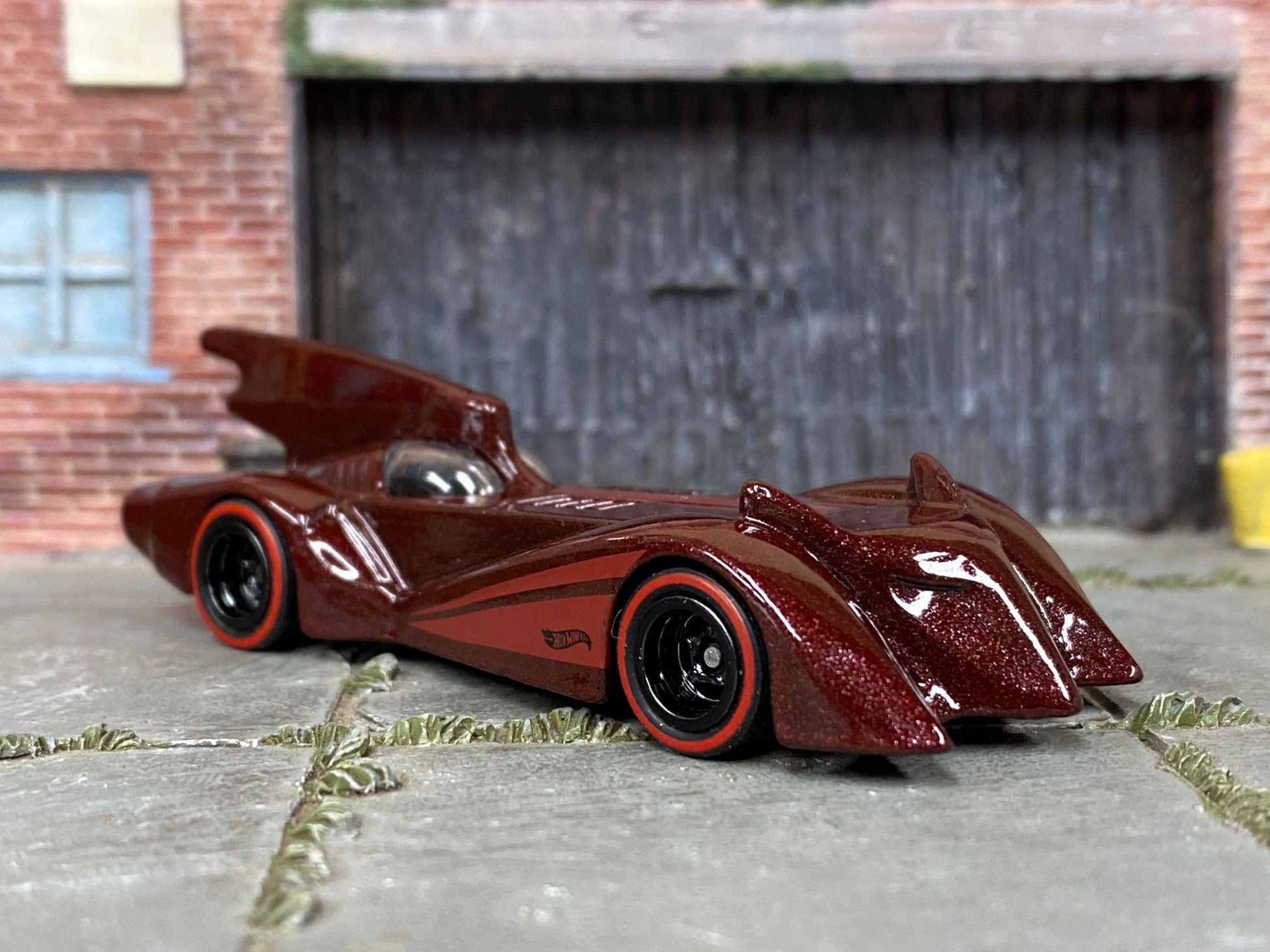 Batmobile Rims Custom Hot Wheels - Batman Batmobile - Burgundy - Black Mag Wheels - R ...