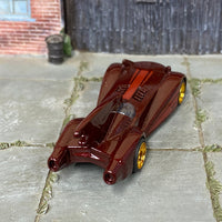Custom Hot Wheels - Batman Batmobile - Burgundy - Gold 4 Spoke Wheels - Rubber Tires