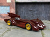 Custom Hot Wheels - Batman Batmobile - Burgundy - Gold 4 Spoke Wheels - Rubber Tires