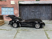 Custom Hot Wheels Batman Forever Batmobile – Gloss Black – Chrome Wheels – Rubber Tires – side view