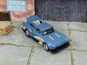 Custom Hot Wheels Cruise Bruiser – Blue-Gray #58 – Chrome Wheels – Rubber Tires – three-quarter view