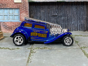 Custom Hot Wheels Deep Stage – Metallic Blue/Gold – Chrome Wheels – Rubber Tires – side view